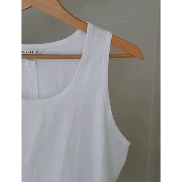 Athleta Essentials Tank Top Size Large White Scoop Neck Gym Cotton - Picture 3 of 8